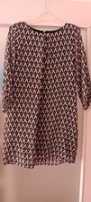 H&M Damen Tunika Kleid Schwarz Gemustert Grö...
