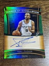 TONY PARKER 2025-26 Topps #ME-TP Marks of Excellence Auto Green Rainbow /99