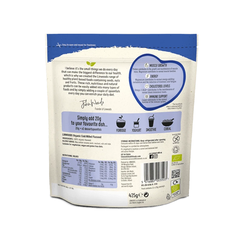Linwoods Cold Milled Flaxseed | Organic | Vegan - Image 2 of 4
