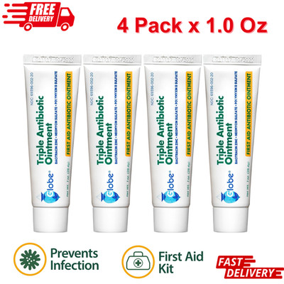 Triple Antibiotic Ointment 1 Oz, 4 Tubes, First Aid for Minor Scrapes Cuts Burns