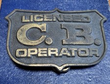 Vintage Licensed C. B. Operator Citizens Band Radio Brass Belt Buckle