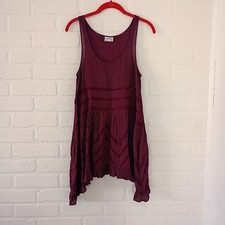 Free People Voile Lace Trapeze Slip Dress Burgandy Women Size XS Boho Coquette