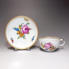 Meissen Marcolini Ruri Flower Cup Saucer Antique 1780-90 Hand Painted Japan