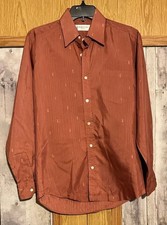 Vtg Yves Saint Laurent YSL 14.5 Chemises Monogram Dress Shirt Burnt Sienna B3