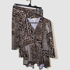 Joseph Ribkoff Animal Print Two Piece Skirt Top Set 8/10