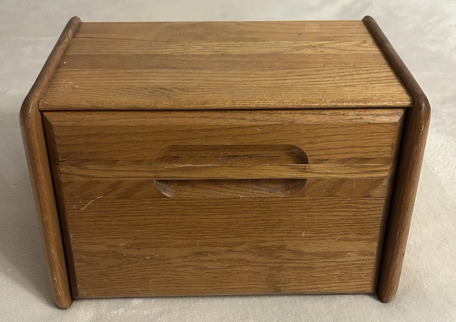 VTG Cornwall USA Solid Oak Wood Bread Box Rustic Country Kitchen Farmhouse Decor