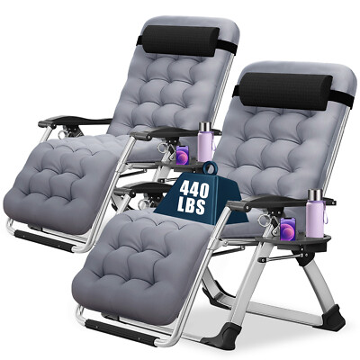 MOPHOTO Zero Gravity Chair Set of 2 Reclining Lounge Chair with Mat Cushion Tray