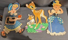 Vintage 1950s Dolly Toy Co Mother Goose Pin Ups Mary Had A Lamb, Bo Peep Bambi