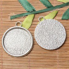 Tibetan silver plated round shape 30mm cabochon settings 5pcs EF3568