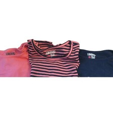 Limited Too Girls Sz 4 Set of three Long Sleeve Tees Stripe Solid Navy Pink