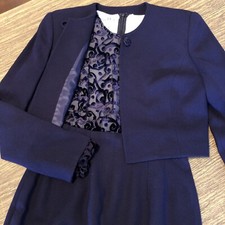 CHRISTIAN DIOR Satin Lined Deep Purple Wool Silk Blend Dress w Jacket Set Size 2