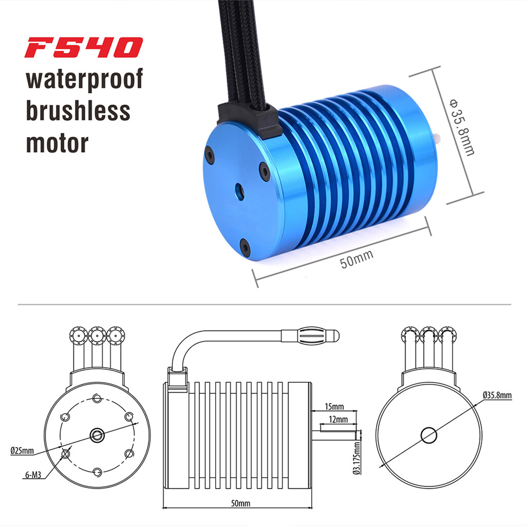 Motore Brushless KingVal F540 Impermeabile Per Auto RC 1/10 - Scegli KV: 3930/4370/3000/3300