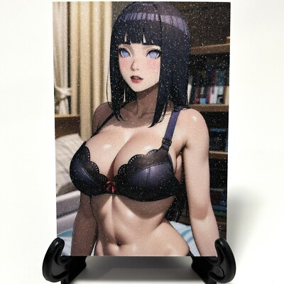 Naruto Hinata Hyuga Sexy Hot Lingerie Anime Waifu Girl Goddess Glitter Art Card