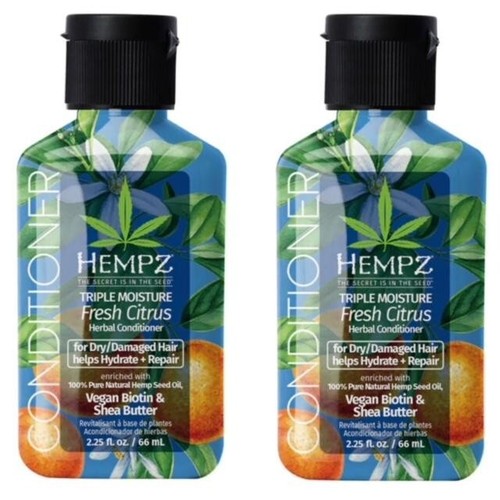 2 PACK HEMPZ TRIPLE MOISTURE FRESH CITRUS HERBAL CONDITIONER 2.25 OZ TRAVEL SIZE