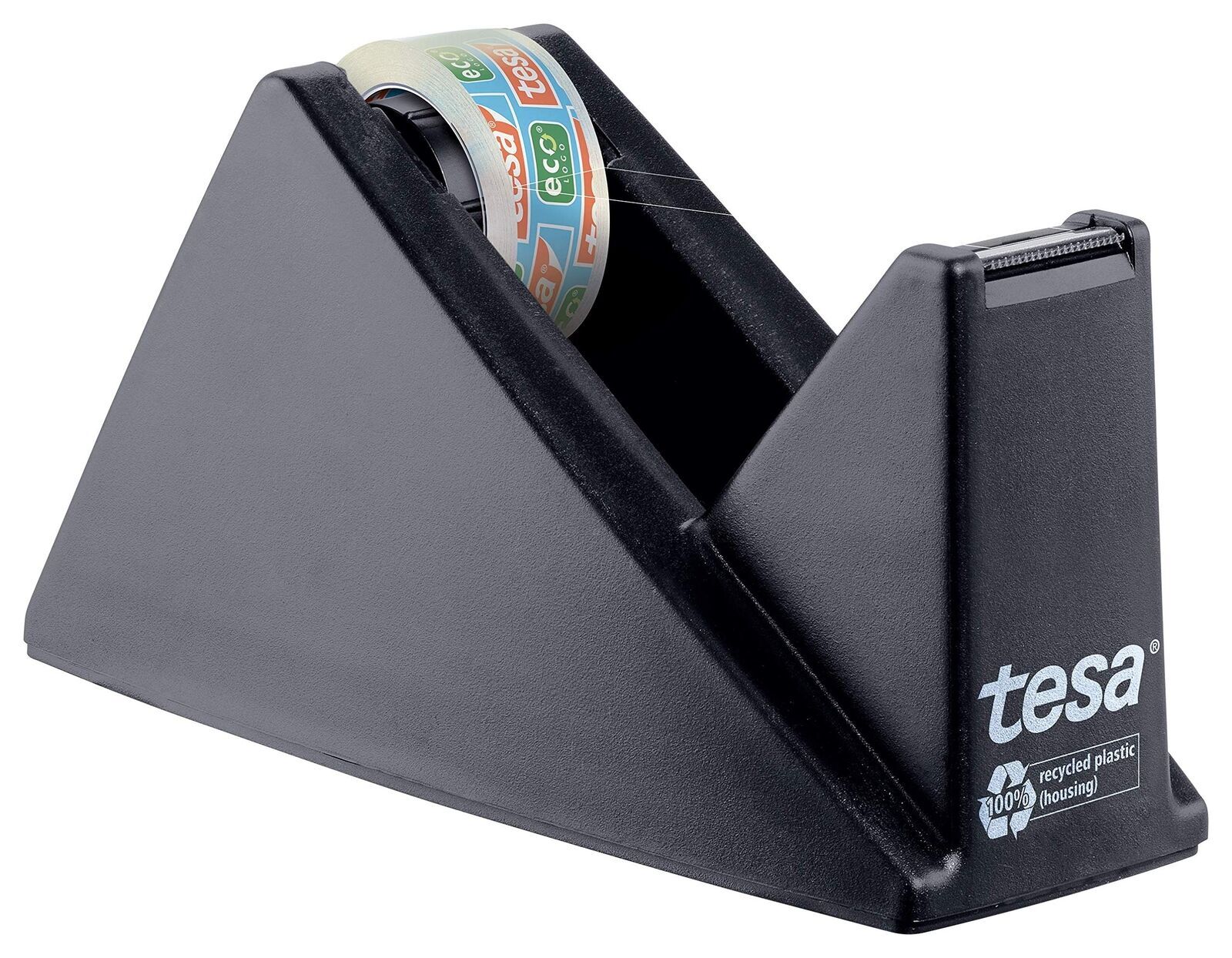 Dévidoir Ruban Adhésif Tesa Easy Cut - Base Antidérapante - Compatible Rouleaux 15mm - 100% Plastique Recyclé - Pour Bureau Ou Maison