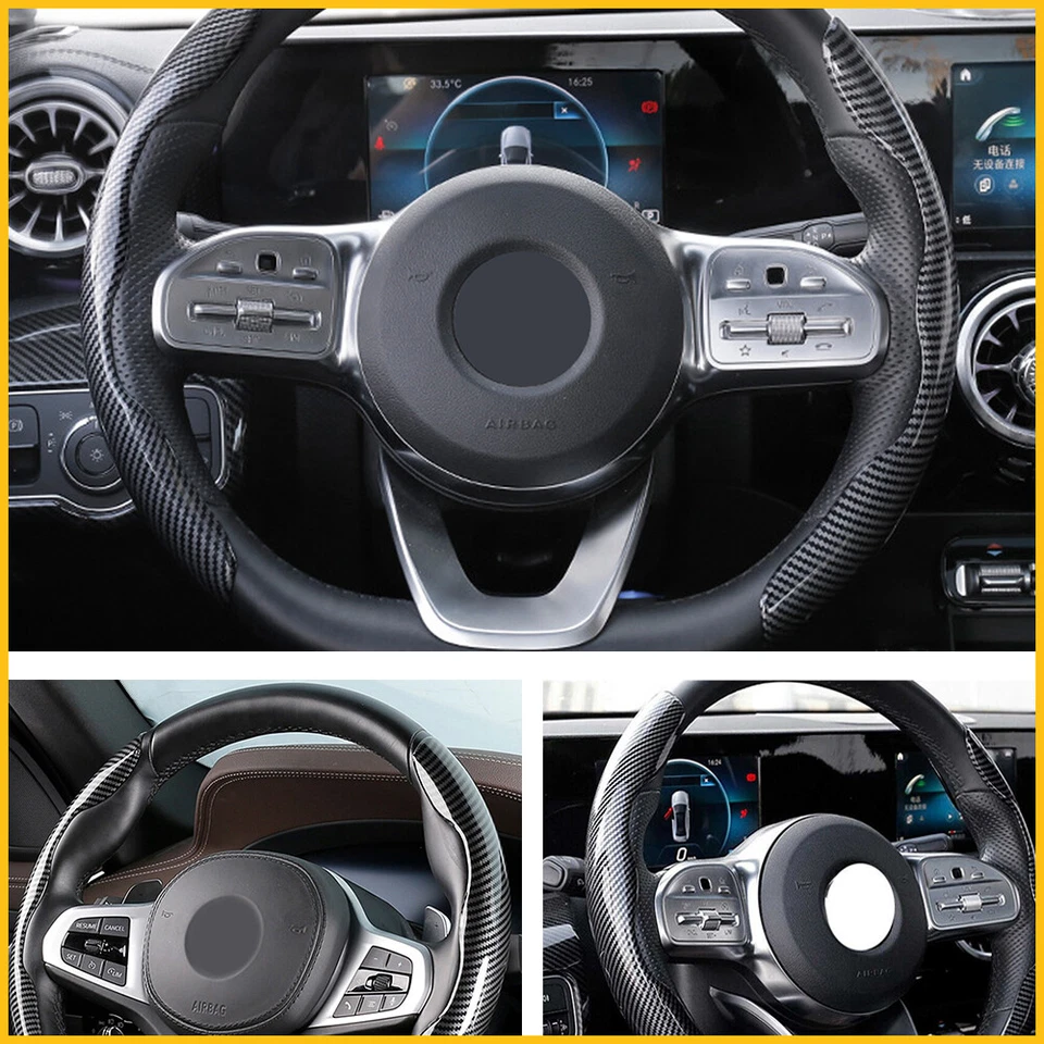 Cubierta elevadora universal para volante de coche para 38 cm 37 cm fibra de carbono impermeable Foto 2 de 4