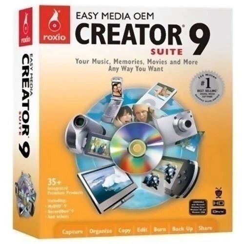Roxio Easy Media Creator NEW CD DVD burn backup copy edit convert video software - Image 2 of 2