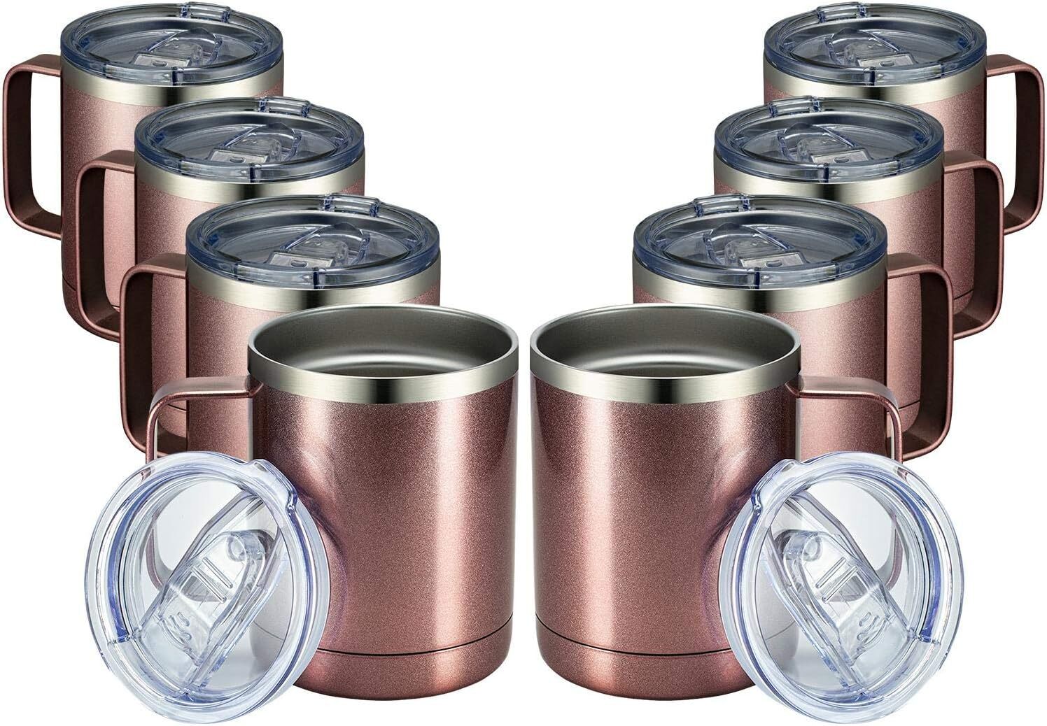 12oz Coffee Mug With Handle 8 Pack Bulk,Stainless Steel Insulated Travel Tumbler