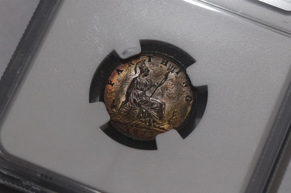 🧭 🇬🇧 UK GB FARTHING 1873 LOWER 3 NGC MS63 B78 CG31 - Image 3 of 4