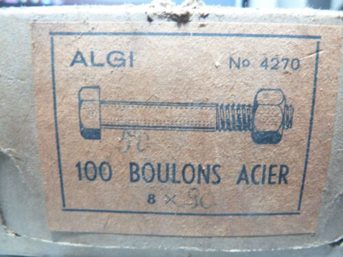 1 vintage ancien  VIS boulon 8x90 ALGI mobylette vélo solex écrou 14 mm M8 96 mm - Afbeelding 1 van 7