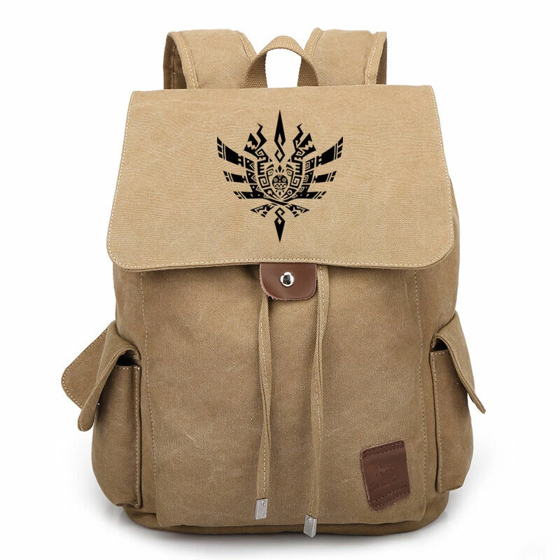 Monster Hunter Canvas Backpack Casual Bag Hiking Laptop Rucksack Shoulder  Bag