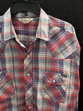 Vtg Roebucks Sears Western Wear Plaid Shirt Pearl Snap