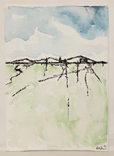 Original Modern Mini Minimal Impressionistic Landscape Painting By K.A.Davis 