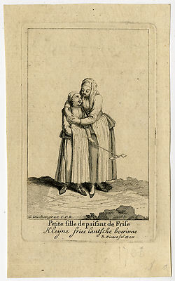 Antiker Druck-GENRE-KINDER-WINDMÜHLE-FRIESLAND-Picart-ca. 1700