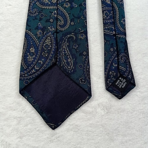 Haggar Tie Green Paisley Design Made in USA - Picture 9 of 11