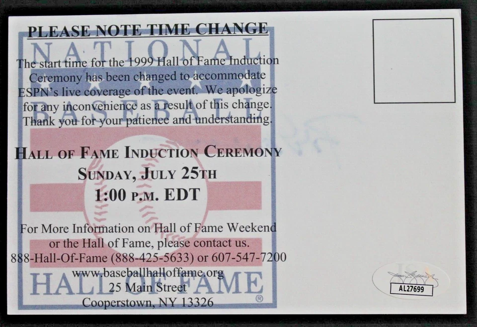 Rod Carew Angels Twins Autographed Signed HOF Induction 4x6 Postcard JSA - Image 3 of 4