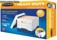 Bankers Box Heavy Duty File/Letter/Legal Storage Box, Tear Resistant 10-pack