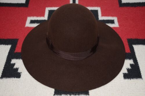 Ralph Lauren Black Fedora hat with Brown Band Polo Ralph Lauren Black Wool Felt Hat Velvet Trim Womens L  main image 3