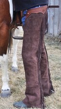 Native American Cowboy Style Suede Leather Pant Rodeo Chap Mountain Men & Women