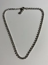 Vintage Silver Tone Rhinestone Tennis Anklet 10” Adjustable Dainty