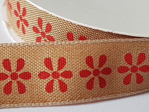 4 Metre Roll BEIGE DAISY FLOWER WOVEN RIBBON TRIMMING 15MM CHOICE OF COLOURS - Picture 10 of 14