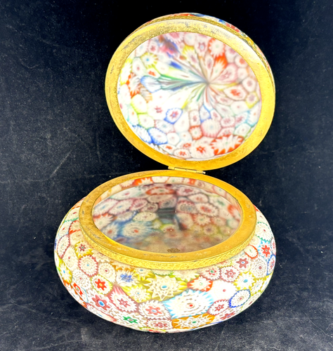 Grande scatola rotonda 6" Millefiori o bara con Coperchio a Cerniera Ormalu Fratelli Toso - Foto 9 di 13