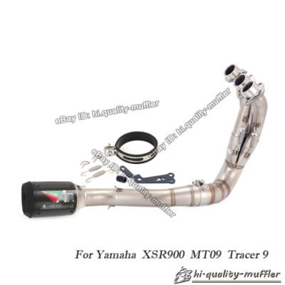 For Yamaha MT09 XSR900 Tracer 9 Exhaust Header Pipe Link Muffler Carbon Fiber