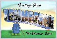 Greetings From Tennessee Large Letter Postcard Backpack & Walking Stick Keel Art