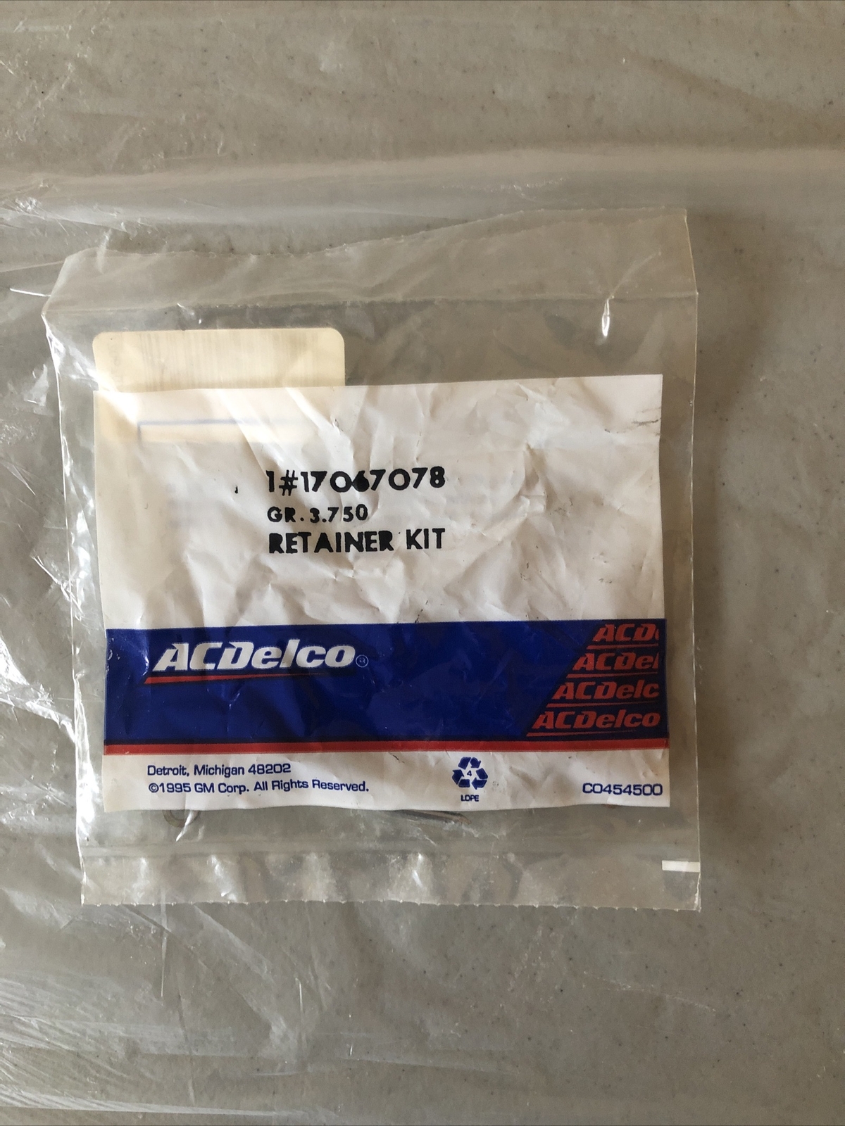 ACDelco 1#17067078 GR 3.750 Retainer Kit