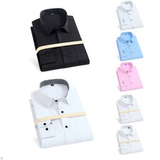 Business Mens Long Sleeve Dress Shirt Striped Casual Formal Regular Fit Button