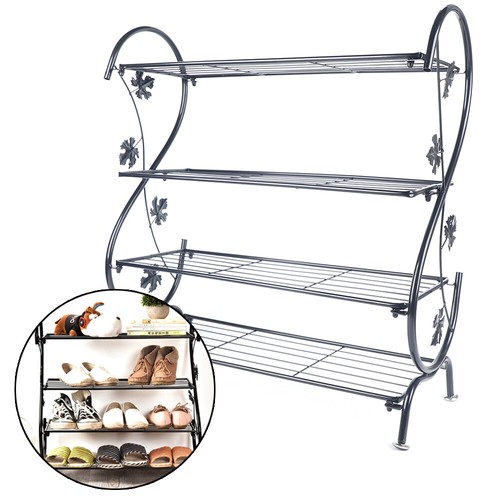 4 Tiers Shoe Rack Metal Shoes Storage Shelf Rustic Shoe Organizer Shelf Outdoor