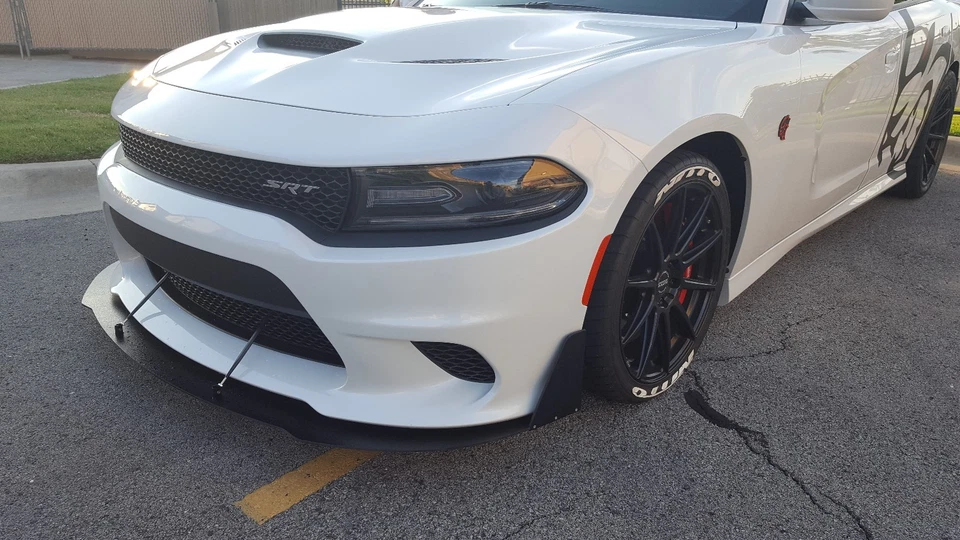 FRONT SPLITTER+WINGLETS&2 SUPPORT RODS for 15-23 CHARGER SRT, Scatpack, HELLCAT  - Image 2 of 4