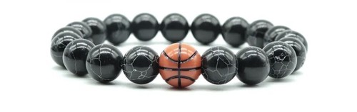 Black Stone Basketball Bracelet - Picture 2 of 2