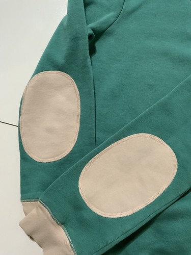 Marc Jacobs Turquoise Ruched Shoulder Elbow Patch Women’s Sweatshirt Sz. S - Picture 8 of 11