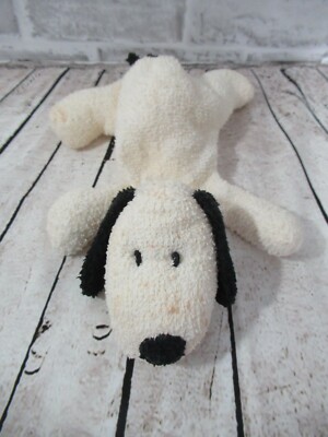 Logo bear FLAWS cream off white black ears terry cloth beanbag plush puppy dog 