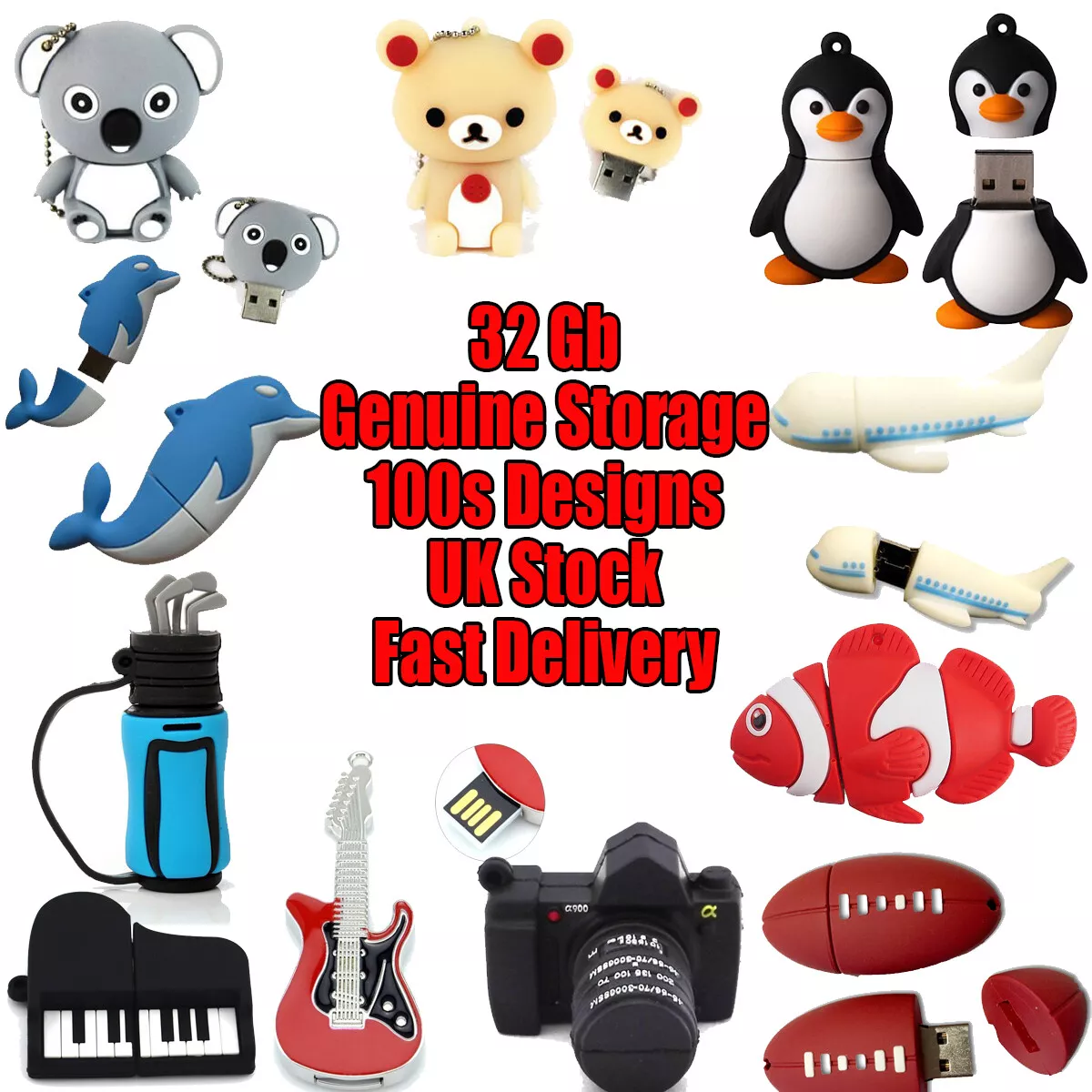 Novelty 32 Gb USB Flash Drives Cute Animal Shaped Memory Sticks