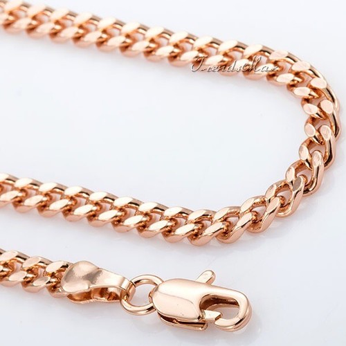 NEW 3mm Womens Girls Chain Cut Curb Cuban Rose Gold Filled GF Necklace Jewelry - Picture 6 of 7