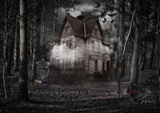 Forest Haunted House Backdrop Halloween Tombstone Skull Background Studio Props