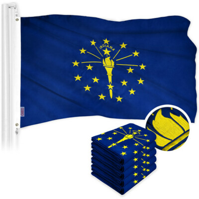Indiana IN State Flag 3x5FT 5-Pack Embroidered Polyester By G128