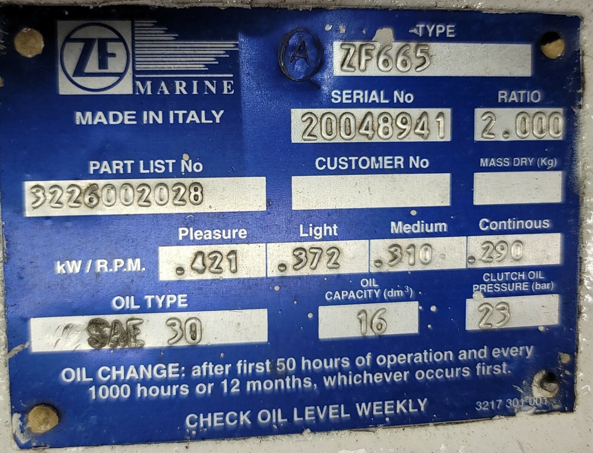 ZF Marine 665 2.000:1, Transmission / Gearbox, Supershift | eBay